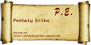 Pethely Erika névjegykártya